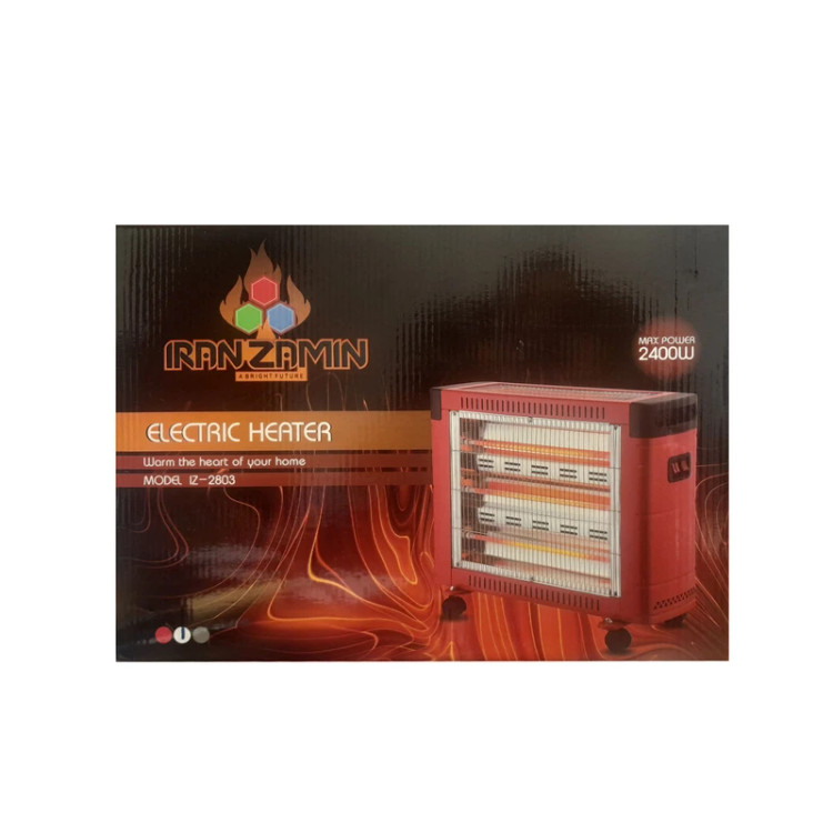 بخاری برقی 2400 وات ایران زمین مدل 2803 خاکستری چرخ دار